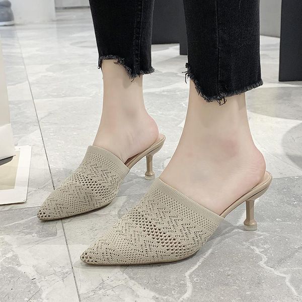 slippers hollow out weaving mules women pointed toe stiletto high heels slides cover breathable hausschuhe lady shoes, Black
slippers hollow out weaving mules women pointed toe stiletto high heels slides cover breathable hausschuhe lady shoes, Black