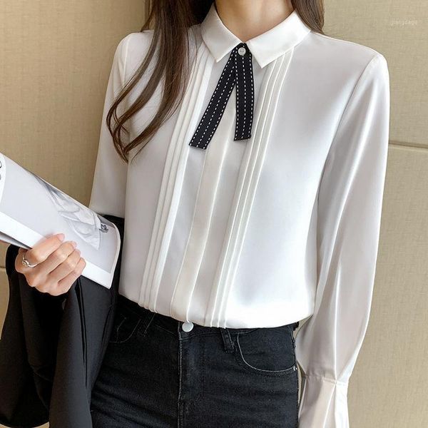 women's blouses & shirts white blouse fashionable long sleeve elegant loose thin korean version lace chiffon folds solid color blusas d
women's blouses & shirts white blouse fashionable long sleeve elegant loose thin korean version lace chiffon folds solid color blusas d