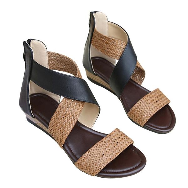 dress shoes beach fashion women sandals straw braided casual street zipper open toe summer wedge soft sole daily vintage ankle strap, Black
dress shoes beach fashion women sandals straw braided casual street zipper open toe summer wedge soft sole daily vintage ankle strap, Black