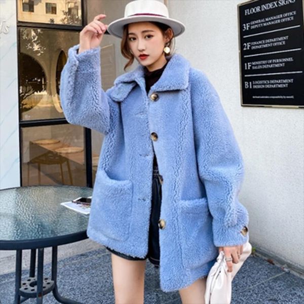 women's fur & faux ieqj 2021 winter warm lamb coat women lapel long sleeve pure color single breasted coats female fashion 3w111, Black
women's fur & faux ieqj 2021 winter warm lamb coat women lapel long sleeve pure color single breasted coats female fashion 3w111, Black