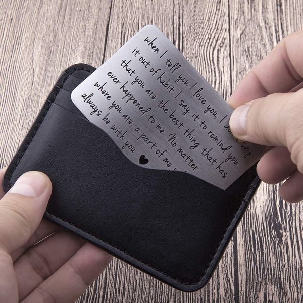 10pieces/lotfashion wallet insert card for men husband from wife girlfriend boyfriend birthday gifts for groom bride him, Brown;gray
10pieces/lotfashion wallet insert card for men husband from wife girlfriend boyfriend birthday gifts for groom bride him, Brown;gray