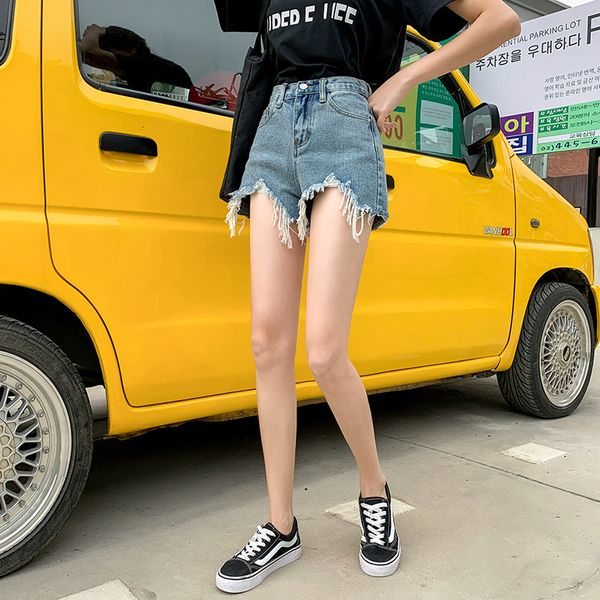 women's shorts denim 2020 new waist pants show high black white summer thin loose fashion, White;black