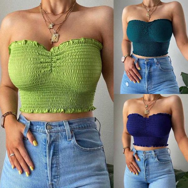 2021 summer women's strapless pleated vest t shirt fashion tanks plicated crop ladies girls custom fit t-shrit casual clothes, White
2021 summer women's strapless pleated vest t shirt fashion tanks plicated crop ladies girls custom fit t-shrit casual clothes, White