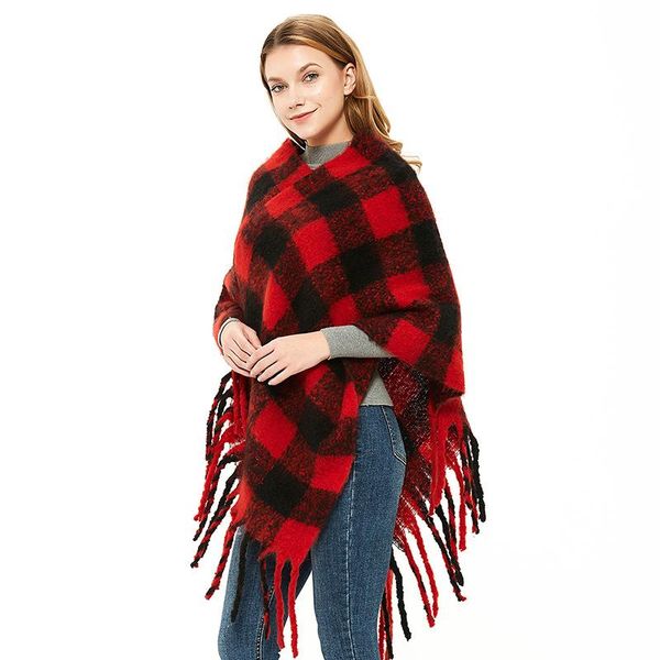 scarves fashion autumn winter women's tassel plaid shawl warm thick large size work style loose cute poncho, Blue;gray
scarves fashion autumn winter women's tassel plaid shawl warm thick large size work style loose cute poncho, Blue;gray