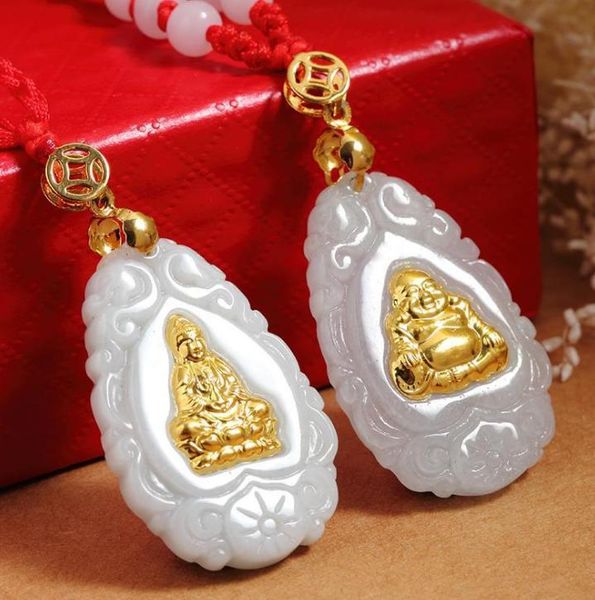 gold inlaid jade inlay and tian yu guanyin buddha pendanth35# lockets, Silver 
gold inlaid jade inlay and tian yu guanyin buddha pendanth35# lockets, Silver