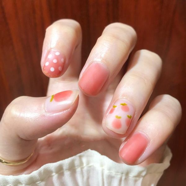 false nails 24pcs cute girls nail tips peach frosted pink white dots wearing finished set patch to, Red;gold
false nails 24pcs cute girls nail tips peach frosted pink white dots wearing finished set patch to, Red;gold