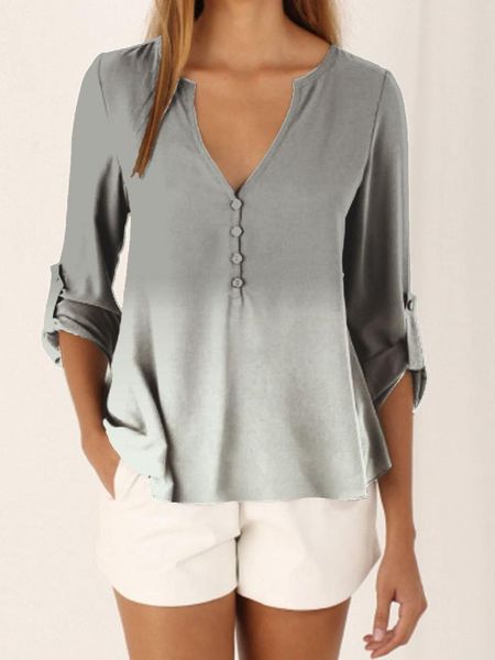 women's 2021 shirt spring and summer v-neck button gradient printing long-sleeved chiffon t-shirt, White
women's 2021 shirt spring and summer v-neck button gradient printing long-sleeved chiffon t-shirt, White