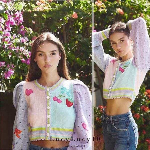 Women's Knits & Tees Fall Women Cute Pattern Embroidery Vintage Cardigan Sweater Macaron Single Breasted Long Sleeve Cropped Outerwear Chris, White
Women's Knits & Tees Fall Women Cute Pattern Embroidery Vintage Cardigan Sweater Macaron Single Breasted Long Sleeve Cropped Outerwear Chris, White