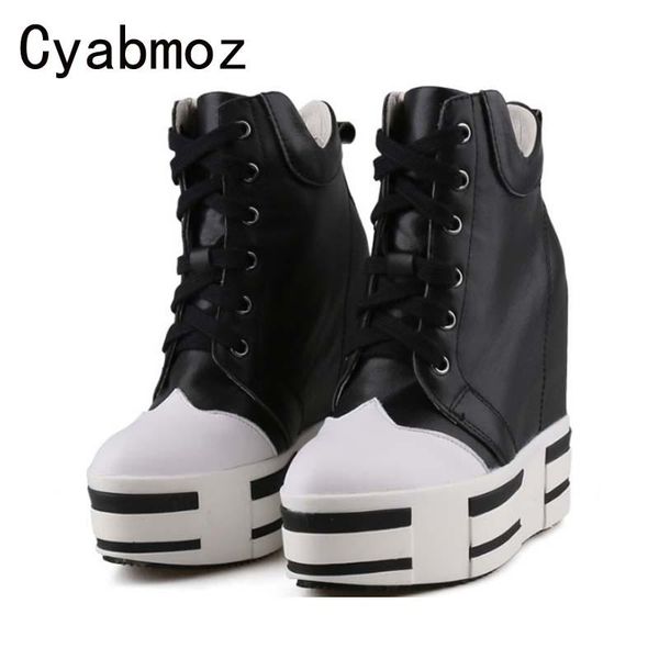 genuine leather women high sneakers invisible increase 13cm casual shoes femme platform wedges dress, Black
genuine leather women high sneakers invisible increase 13cm casual shoes femme platform wedges dress, Black