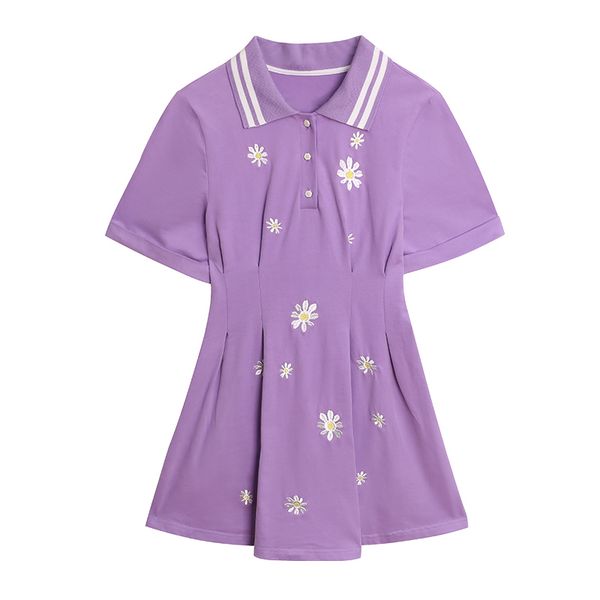 small daisies purple black turn down collar short sleeve daisy floral embroidery knitting mini dress summer d2685 210514, Black;gray
small daisies purple black turn down collar short sleeve daisy floral embroidery knitting mini dress summer d2685 210514, Black;gray