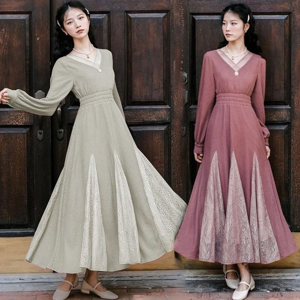 casual dresses 2021 spring arrival long dress vintage princess knitting lace patchwork woman elegant sleeve a-line vestidos, Black;gray
casual dresses 2021 spring arrival long dress vintage princess knitting lace patchwork woman elegant sleeve a-line vestidos, Black;gray