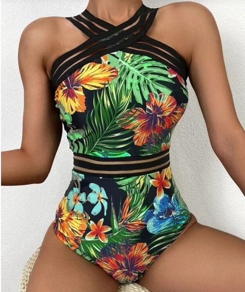 women's swimwear leaf print one piece striped halter swimsuit womens flower sleeveless high waist tight v-neck suit, White;black
women's swimwear leaf print one piece striped halter swimsuit womens flower sleeveless high waist tight v-neck suit, White;black