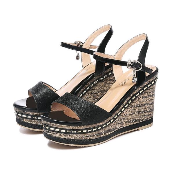 sandals summer fashion women wedges shoes for thick bottom super high heels 3-40, Black
sandals summer fashion women wedges shoes for thick bottom super high heels 3-40, Black