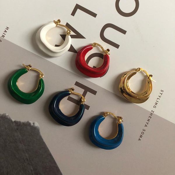hoop & huggie rookie field multi-color french brass small circle earrings, Golden;silver
hoop & huggie rookie field multi-color french brass small circle earrings, Golden;silver