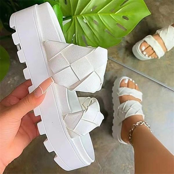 female weaving platform thick heel women slippers wedges height increasing solid ladies slides outdoor beach sandals, Black
female weaving platform thick heel women slippers wedges height increasing solid ladies slides outdoor beach sandals, Black