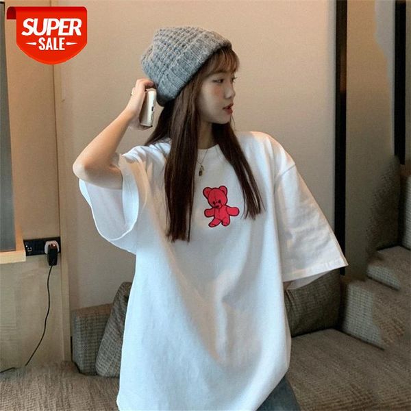 korean version of the new loose round neck mid-length bf wind bear print short-sleeved t-shirt student shirt women #mt5z, White
korean version of the new loose round neck mid-length bf wind bear print short-sleeved t-shirt student shirt women #mt5z, White