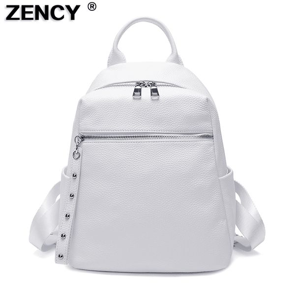 women's genuine cow leather silver accessories cowhide rucksack