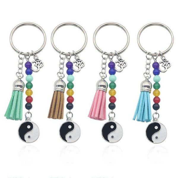 keychains trendy rainbow round keychain tai chi yin yang colorful beads tassel ribbon yoga 3d double side metal key chain jewelry unisex, Silver
keychains trendy rainbow round keychain tai chi yin yang colorful beads tassel ribbon yoga 3d double side metal key chain jewelry unisex, Silver