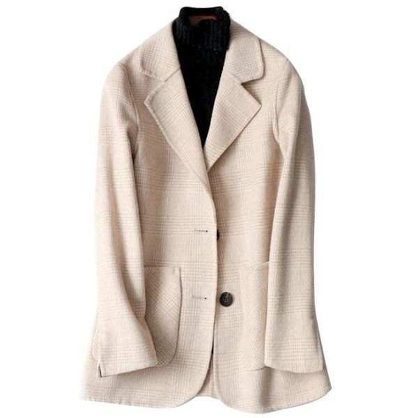 women's wool & blends 2021 double faced cashmere coat short plaid fall and winter slim tweed jackets korea woolen blazer coats, Black
women's wool & blends 2021 double faced cashmere coat short plaid fall and winter slim tweed jackets korea woolen blazer coats, Black