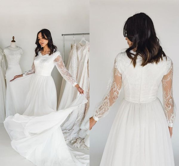 gorgeous chiffon beach wedding dresses bridal gown long sleeves scalloped neck lace applique sweep train custom made plus size vestidos de n, White
gorgeous chiffon beach wedding dresses bridal gown long sleeves scalloped neck lace applique sweep train custom made plus size vestidos de n, White