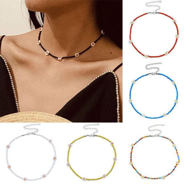 chokers 1pcs women's fashion simple bohemian ethnic color rice beads small daisy necklace flower beaded clavicle chain s78, Golden;silver
chokers 1pcs women's fashion simple bohemian ethnic color rice beads small daisy necklace flower beaded clavicle chain s78, Golden;silver