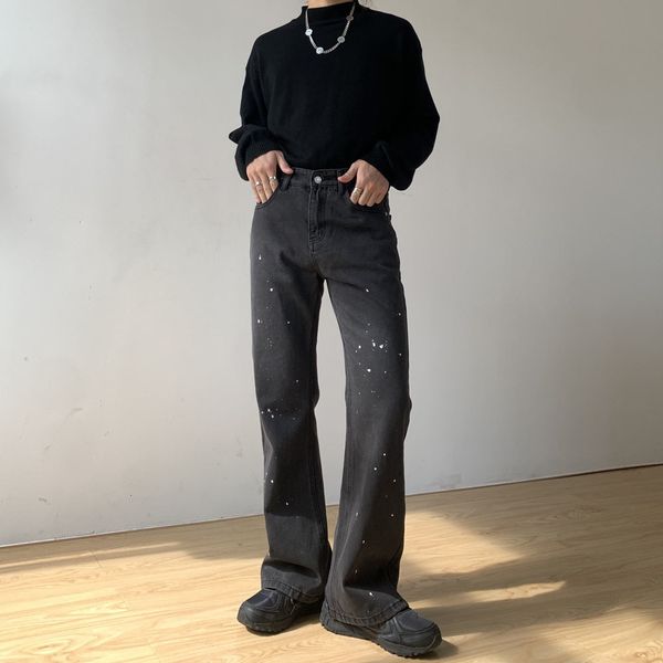 men's jeans men paint broken hem small bootcut casual denim pant male streetwear vintage fashion loose trousers a45d, Blue
men's jeans men paint broken hem small bootcut casual denim pant male streetwear vintage fashion loose trousers a45d, Blue