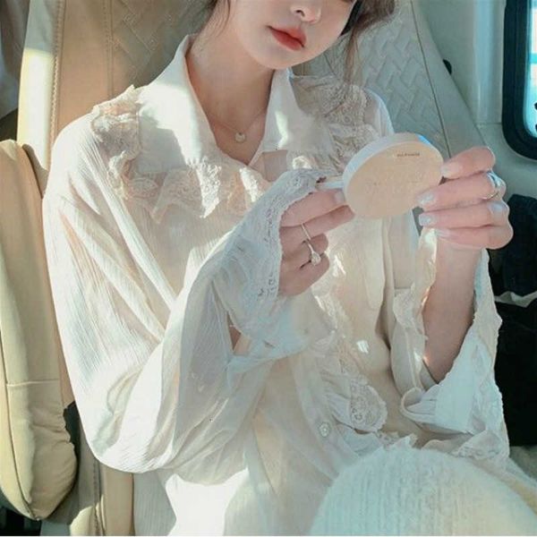 women's two piece pants pants elegant lace shirts ladies casual long sleeve vintage chiffon blouse and women spring korea style basic, White
women's two piece pants pants elegant lace shirts ladies casual long sleeve vintage chiffon blouse and women spring korea style basic, White
