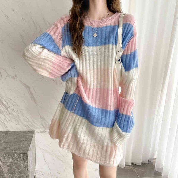 women's sweaters striped gainbow loose mesh sweater mid-length beautiful female 038j 9kt8, White;black
women's sweaters striped gainbow loose mesh sweater mid-length beautiful female 038j 9kt8, White;black