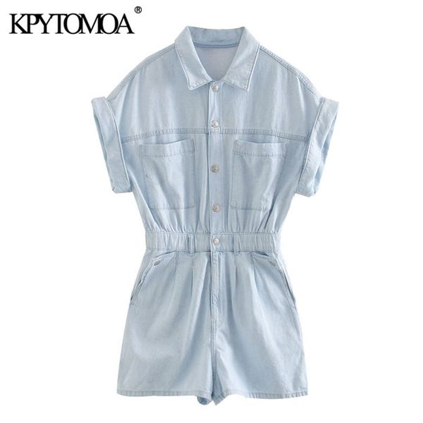 women chic fashion pockets denim playsuits vintage turn-up sleeves elastic waist female short jumpsuits mujer 210420, Black;white
women chic fashion pockets denim playsuits vintage turn-up sleeves elastic waist female short jumpsuits mujer 210420, Black;white