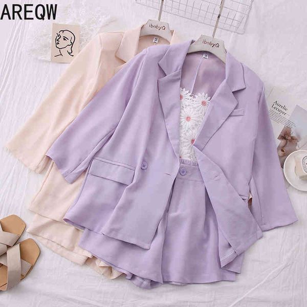purple suit two-piece female summer small suit jacket high waist casual shorts wide leg pants 210507, White
purple suit two-piece female summer small suit jacket high waist casual shorts wide leg pants 210507, White