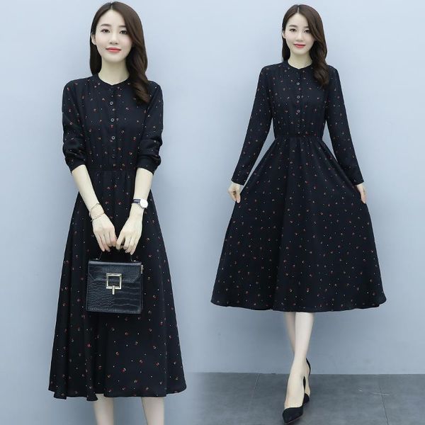 casual dresses floral dress spring women's and autumn western style is thin long-sleeved chiffon, Black;gray
casual dresses floral dress spring women's and autumn western style is thin long-sleeved chiffon, Black;gray