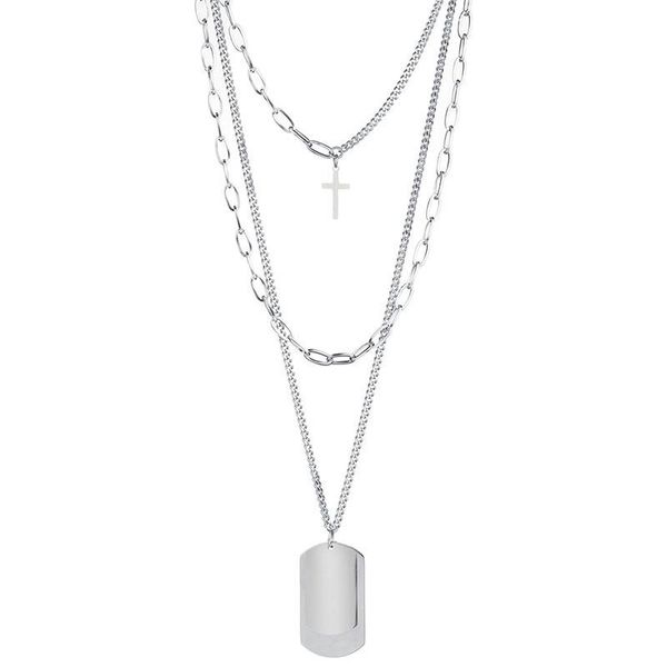 pendant necklaces 5 piece wholesale price 3 layers stainless steel link chain cross tag pendants necklace for women men charm jewlery, Silver
pendant necklaces 5 piece wholesale price 3 layers stainless steel link chain cross tag pendants necklace for women men charm jewlery, Silver
