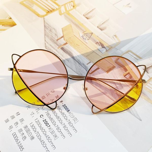 sunglasses trendy personality planet women luxury brand dual color lens men retro round metals shades eyewears, White;black
sunglasses trendy personality planet women luxury brand dual color lens men retro round metals shades eyewears, White;black