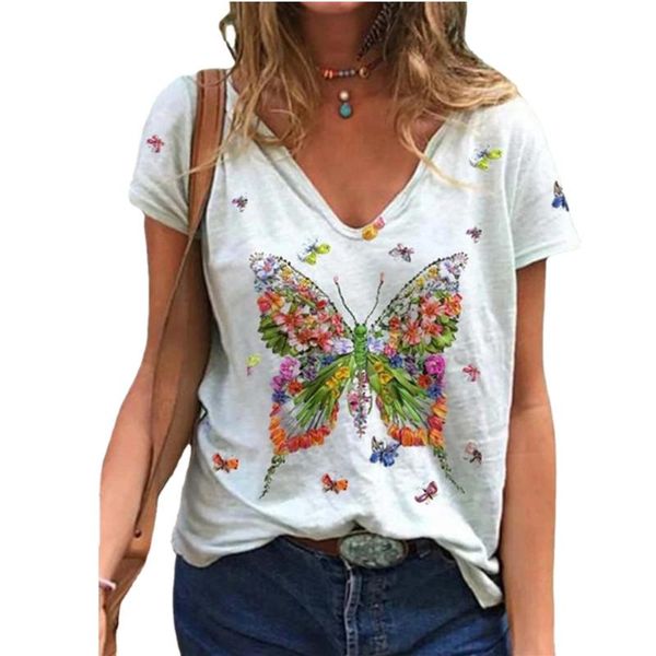 women's t-shirt 3xl summer butterfly women cotton t shirt short sleeve v-neck fashion female street casual loose oversize ladies plus, White
women's t-shirt 3xl summer butterfly women cotton t shirt short sleeve v-neck fashion female street casual loose oversize ladies plus, White