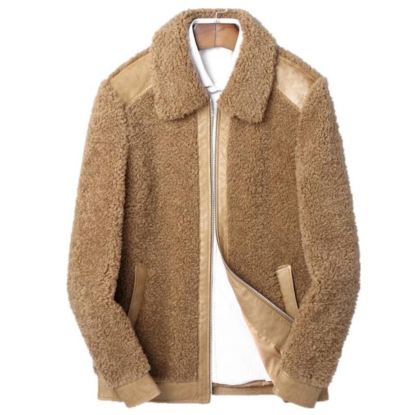men's leather & faux real fur coat autumn winter jacket men sheep shearling wool streetwear mens jackets and coats lsy088290 my1822, Black
men's leather & faux real fur coat autumn winter jacket men sheep shearling wool streetwear mens jackets and coats lsy088290 my1822, Black