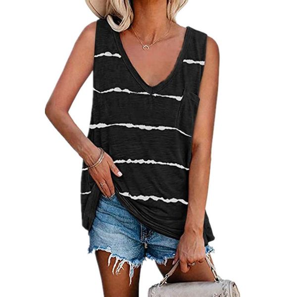 womens fashion tank v neck sleeveless shirt stripe printing women loose vest summer casual elegant for female d30 women's tanks & c, White
womens fashion tank v neck sleeveless shirt stripe printing women loose vest summer casual elegant for female d30 women's tanks & c, White
