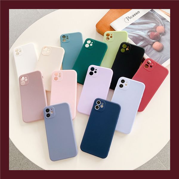 suitable for apple 12 cube tpu solid color iphone11pro mobile phone case se2 straight edge apple xr soft case