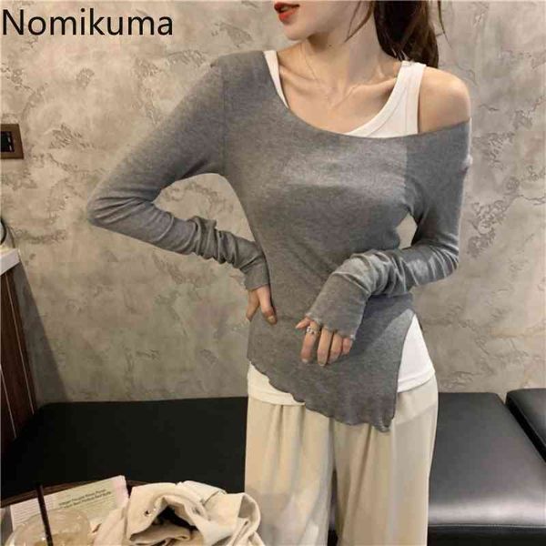 nomikuma women chic t shirt unicolor slim fit long sleeve tshirts two piece casual all-match irregular camisetas 210514, White
nomikuma women chic t shirt unicolor slim fit long sleeve tshirts two piece casual all-match irregular camisetas 210514, White