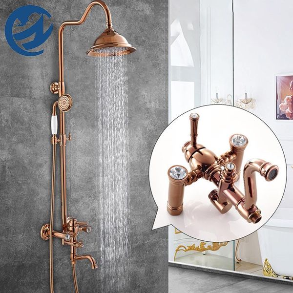 rose golden shower faucet bathroom mixer tap wall mounted rainfall rotatble spout brass material sets
rose golden shower faucet bathroom mixer tap wall mounted rainfall rotatble spout brass material sets