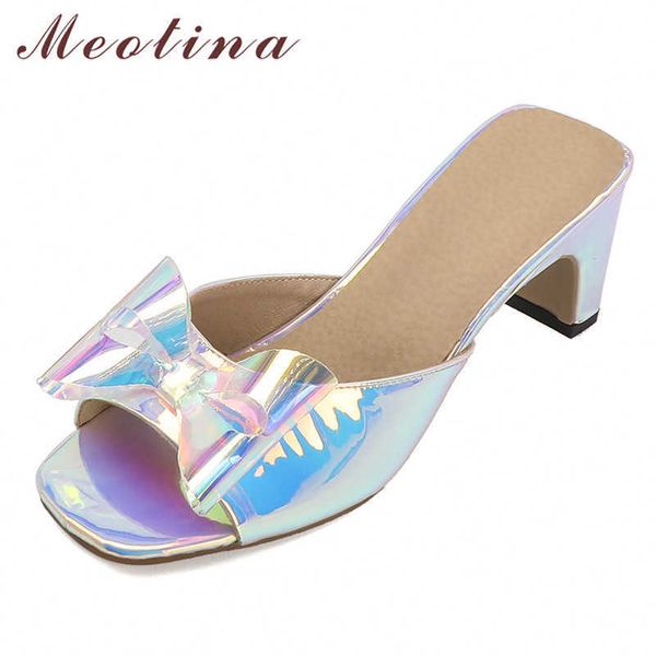 meotina women shoes bow high heel slippers square toe block heels ladies slides summer sandals female golden sliver size 33-46 210608, Black
meotina women shoes bow high heel slippers square toe block heels ladies slides summer sandals female golden sliver size 33-46 210608, Black