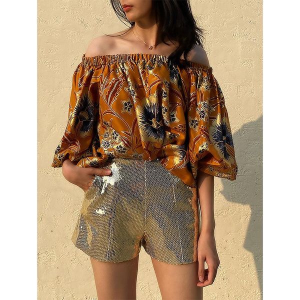 women's blouses & shirts foreign trade original single retro little silk printing bronzing word shoulder puff sleeve v, White
women's blouses & shirts foreign trade original single retro little silk printing bronzing word shoulder puff sleeve v, White
