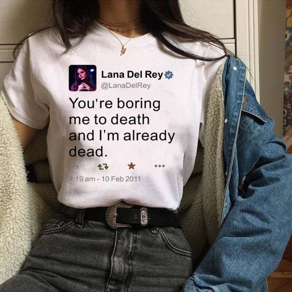 women's t-shirt korean fashion lana del rey ulzzang already dead t shirt women harajuku funny graphic tees 90s aesthetic clothing, White