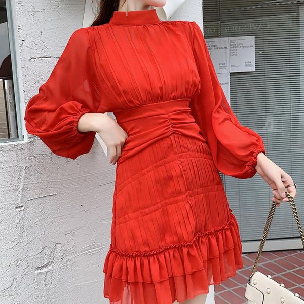 casual dresses 2021 summer runway desinger party dress women long sleeve stand collar ruffled, Black;gray
casual dresses 2021 summer runway desinger party dress women long sleeve stand collar ruffled, Black;gray