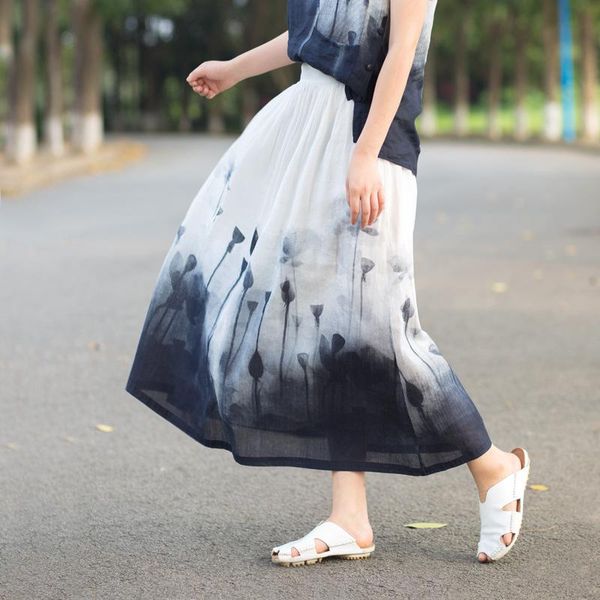 skirts skirt women cotton linen elastic waist literary printed mori girl female clothes loose casual, Black
skirts skirt women cotton linen elastic waist literary printed mori girl female clothes loose casual, Black