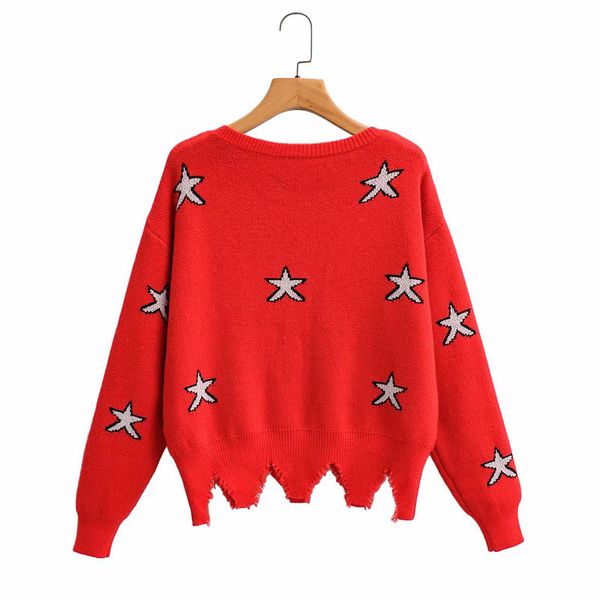 sweaters v-neck long-sleeved red loose pullover chic female harajuku star sweet knitted women's sweater, White;black
sweaters v-neck long-sleeved red loose pullover chic female harajuku star sweet knitted women's sweater, White;black