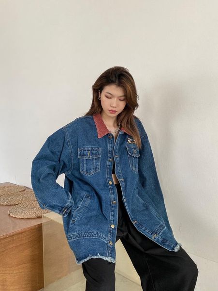 women's jackets chic vintage denim jacket spring and autumn thin 2021 embroidery loose casual coats top, Black;brown
women's jackets chic vintage denim jacket spring and autumn thin 2021 embroidery loose casual coats top, Black;brown