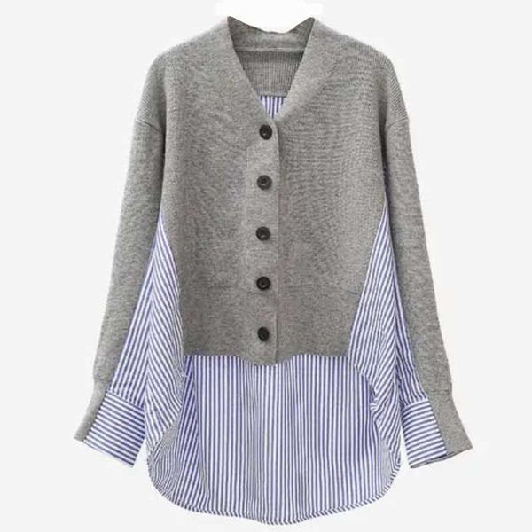 qooth women grey v-neck patchwork stripe long sleeve shirt office blusas femininas harajuku blouse knitted qt503 210609, White
qooth women grey v-neck patchwork stripe long sleeve shirt office blusas femininas harajuku blouse knitted qt503 210609, White