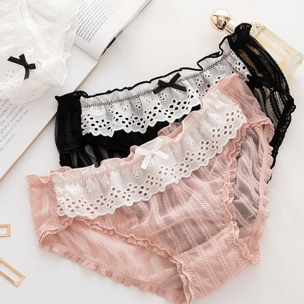 women's panties 3 colors lace transparent japanese girl curling briefs sweet embroidered college style cute and breathable g string, Black;pink
women's panties 3 colors lace transparent japanese girl curling briefs sweet embroidered college style cute and breathable g string, Black;pink