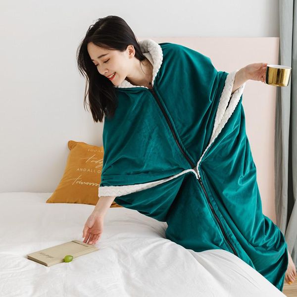 thickened warm winter blanket coral fleece zipper cloak for nap sofa lazy office flannel blankets
thickened warm winter blanket coral fleece zipper cloak for nap sofa lazy office flannel blankets