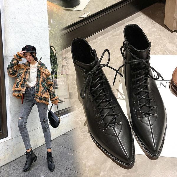 boots ins women ankle genuine leather 22-26 cm feet length for pointed toe motorcycle female shoes fashion, Black
boots ins women ankle genuine leather 22-26 cm feet length for pointed toe motorcycle female shoes fashion, Black